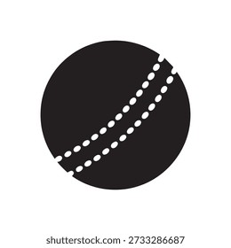 Silhouette Vector Icon of Cricket Ball with Seam Detail