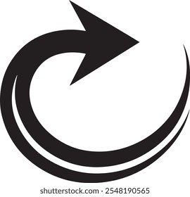 Ícone de vetor de silhueta de uma seta curva, ideal para indicar direção, movimento ou navegação em projetos de design. Estilo simples e moderno em formato EPS de alta qualidade, perfeito para uso versátil.