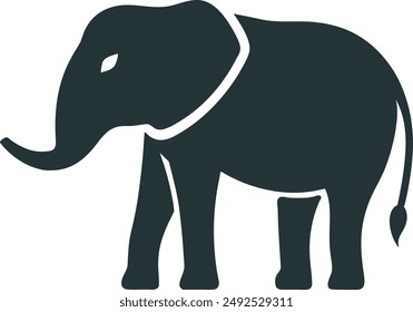 A Silhouette vector icon of a elephant.