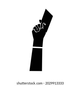silhouette vector icon hand holds paper