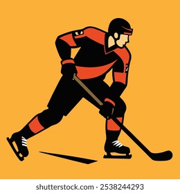 silhouette vector icon of a hockey player