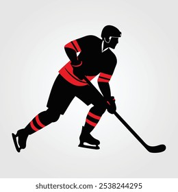 silhouette vector icon of a hockey player