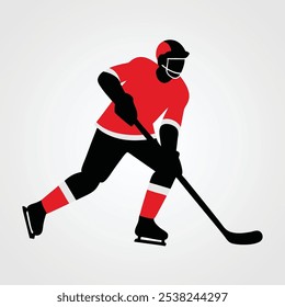 silhouette vector icon of a hockey player