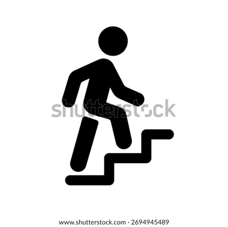 Silhouette vector icon illustration of a person climbing stairs