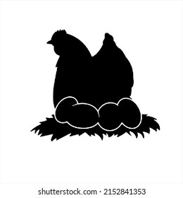 silhouette
vector, icon, and logo brooding chicken on a white background.