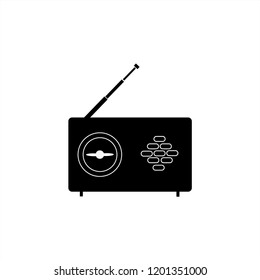 Silhouette vector icon with retro electrical audio device radio. 
