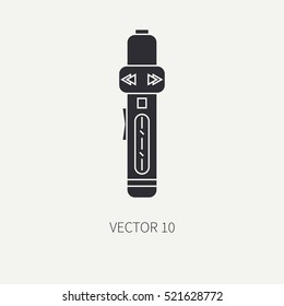 Silhouette vector icon with retro electrical audio device portable mp3 player. Digital music. Cartoon style. Nostalgia musical equipment. Vector illustration , element for your design. Loud. Hi-fi.