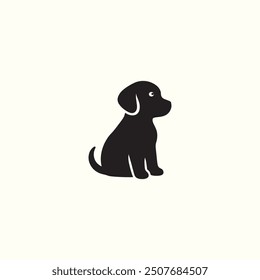 Silhouette vector icon of seating dog