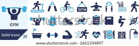 Silhouette Vector Icon Set of Gym  Fitness