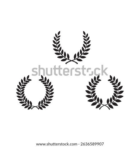 silhouette vector icons set of laurel wreath design illustration