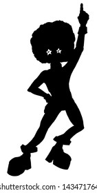 Silhouette vector illustration of a 1970's disco dancer