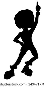 Silhouette vector illustration of a 1970's disco dancer
