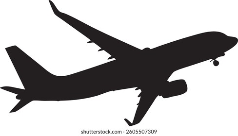 Silhouette vector illustration of an airplane in flight