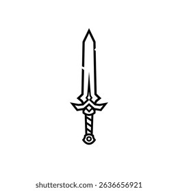 Silhouette vector illustration of a battle menu sword icon on a white background.