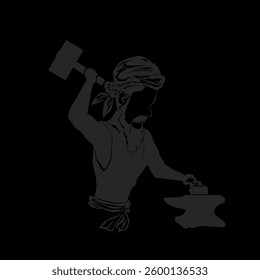 silhouette vector illustration of a blacksmith man without background