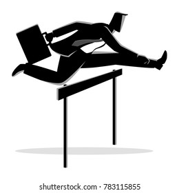 Silhouette vector illustration of a businessman running with briefcase, business, obstacle, energetic, dynamic concept