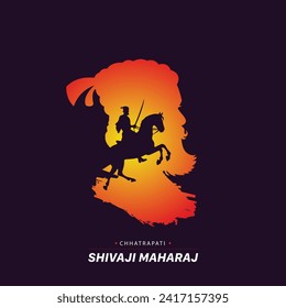 Silhouette Vector Illustration Chhatrapati Shivaji Maharaj Indian Maratha warrior king post Design
