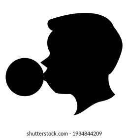 
Ilustración vectorial de silueta de un niño en la escena de chicle