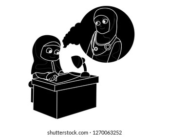silhouette vector illustration of children learning