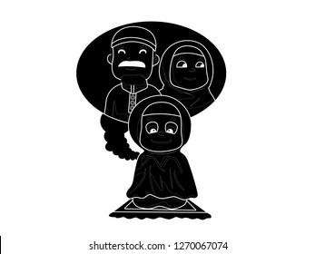 silhouette vector illustration of children praying