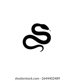 Silhouette vector illustration of a coiled snake icon.