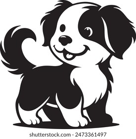 Silueta Ilustración vectorial de un perro adorable lindo