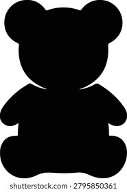 Ilustración vectorial de la silueta de un diseño lindo del oso de peluche sentado