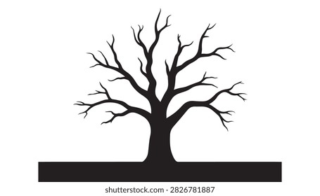 A Silhouette vector illustration of dead tree silhouettes including white background.