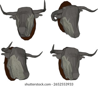 silhueta vetor ilustração design ornamento decoração cabeça de búfalo selvagem animal para decoração de interiores