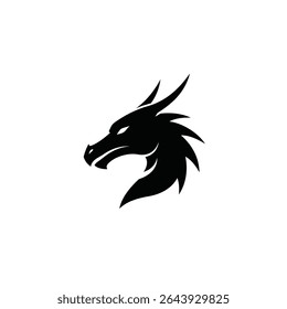 Silhouette vector illustration of a dragon head icon.