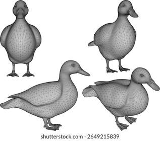 ilustração do vetor da silhueta do desenho do animal do pato com bico na exploração para o estoque de carne