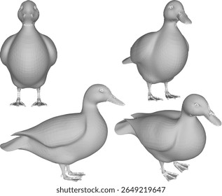 ilustração do vetor da silhueta do desenho do animal do pato com bico na exploração para o estoque de carne
