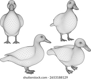 silhouette vector illustration of duck animal design with beak on farm for meat stock