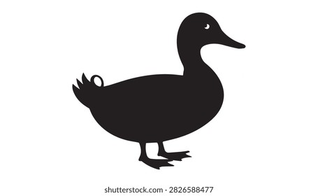 A Silhouette vector illustration  of duck birds silhouettes including white background.