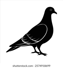 "Silhouette vector illustration of the extinct passenger pigeon, showcasing its elegant form. Perfect for educational materials, historical projects, and wildlife conservation designs. Ideal for micro