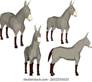 ilustração de vetor de silhueta de projeto de burro de animal de fazenda para equitação de animais e estoque de carne