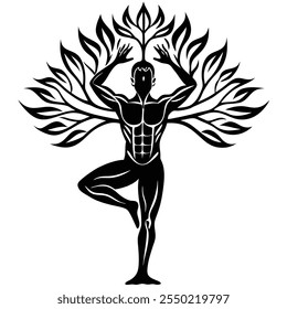 Silhouette Vector Illustration of a Fitness Man | Workout Art on White Background