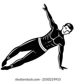 Silhouette Vector Illustration of a Fitness Man | Workout Art on White Background