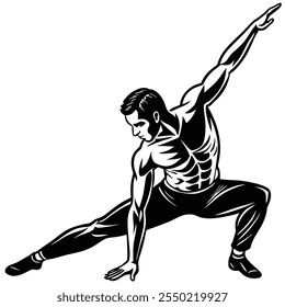 Silhouette Vector Illustration of a Fitness Man | Workout Art on White Background