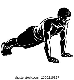 Silhouette Vector Illustration of a Fitness Man | Workout Art on White Background