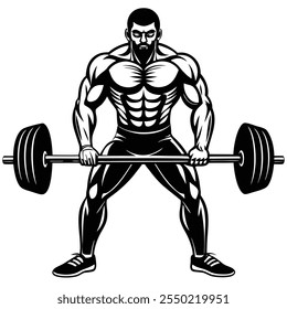 Silhueta Vetor Ilustração de um Homem de Fitness | Arte de treino em fundo branco