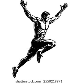 Silhouette Vector Illustration of a Fitness Man | Workout Art on White Background