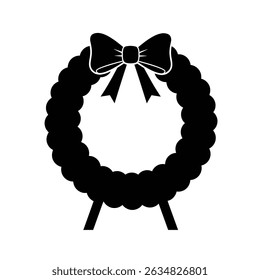Silhouette vector illustration of a graveside wreath icon on a white background.