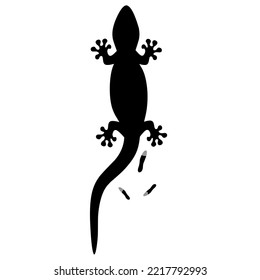 Silhouette Vektorgrafik einer Eidechsendekantierung. Schmutzige, schmutzige virale Eidechsenfallen auf weißem Hintergrund.