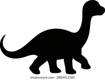 Silhouette vector illustration of a long neck dinosaur with dinosaur silhouette prehistoric longneck creature