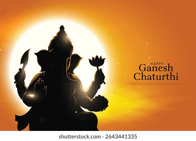 Silhouette vector illustration of lord ganpati for happy Ganesh Chaturthi festival of India. Creative background design.