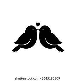 Silhouette vector illustration of Lovebirds with wings spread icon. Lovebirds Symbol sign for mobile concept and web design.