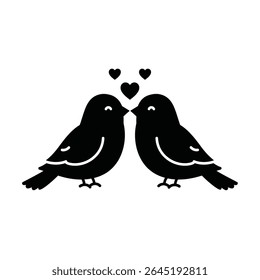 Silhouette vector illustration of Lovebirds with wings spread icon. Lovebirds Symbol sign for mobile concept and web design.