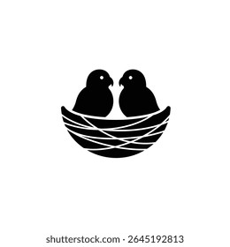Silhouette vector illustration of Lovebirds with wings spread icon. Lovebirds Symbol sign for mobile concept and web design.