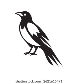 Silhouette vector illustration of magpie bird
